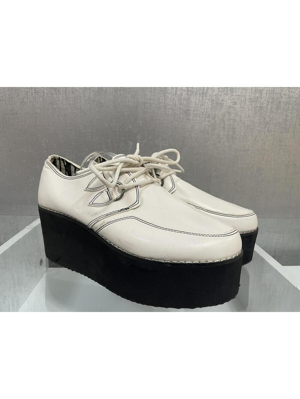 YRU Women's White Punk Platform Sneakers Shoes Size 8.5 (A339)